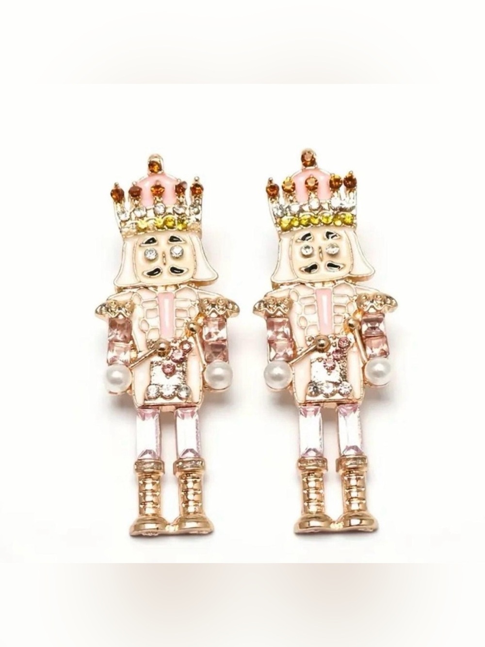 Pink Nutcracker Earrings/Metal Earrings/Holiday Earrings/Christmas Earrings